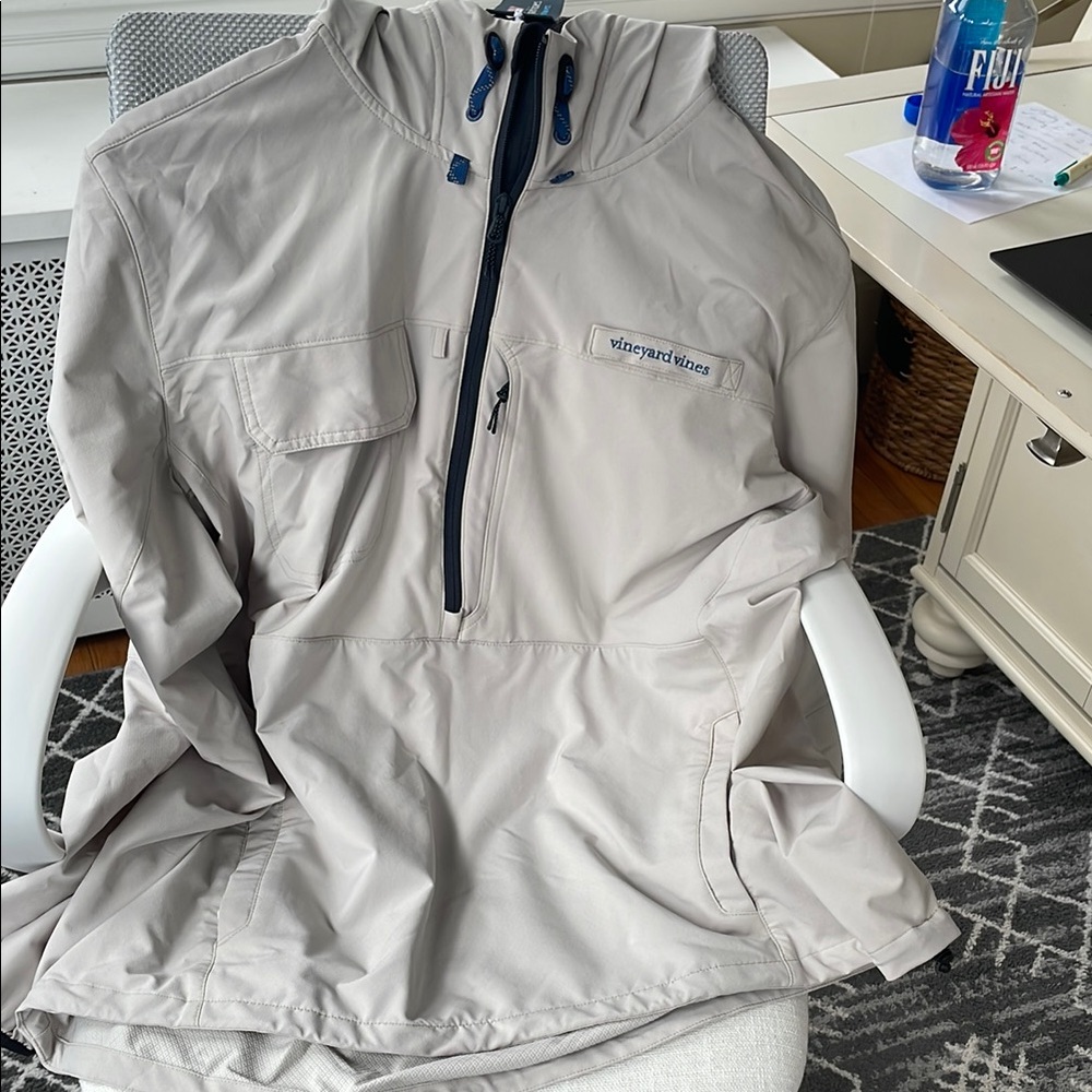 Vineyard Vines Light Gray Pullover Rain Anorak - image 1